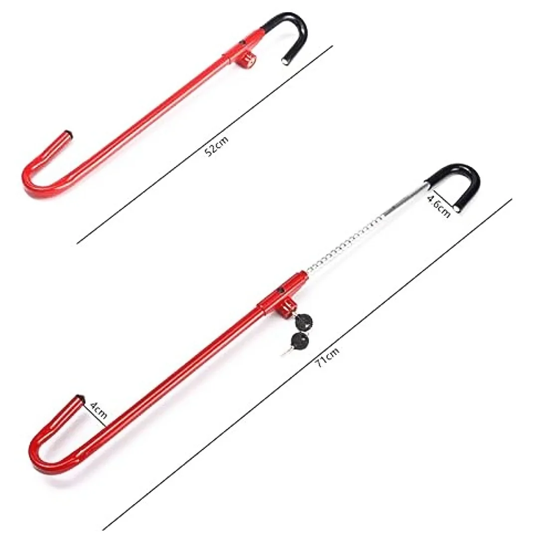 Retractable Car Steering Wheel Lock with Hook, Universal Car Anti-Theft Lock for Throttle and Clutch Pedal