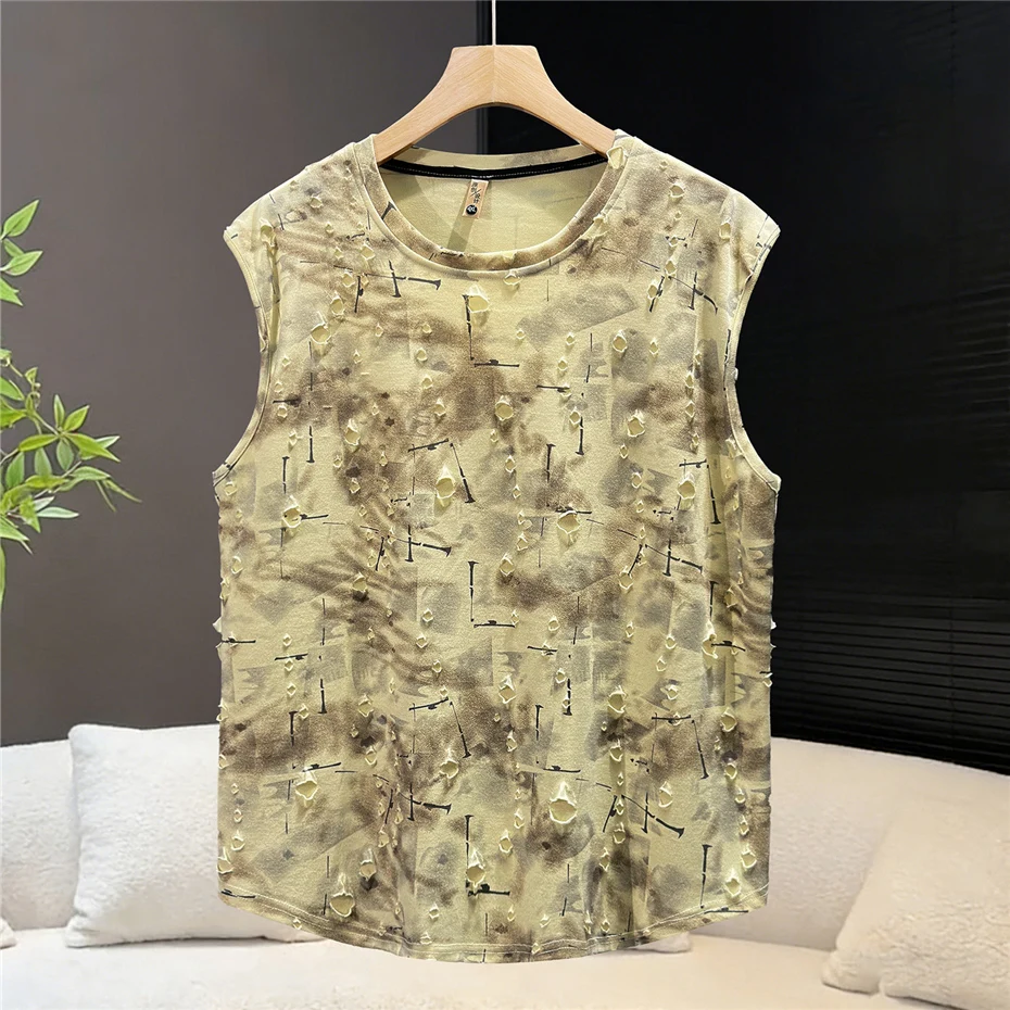 Summer Ripped Tank Tops Men 12XL 10XL Plus Size Sleeveless Shirt Vintage Casual Tank Tops Big Size 10XL 12XL