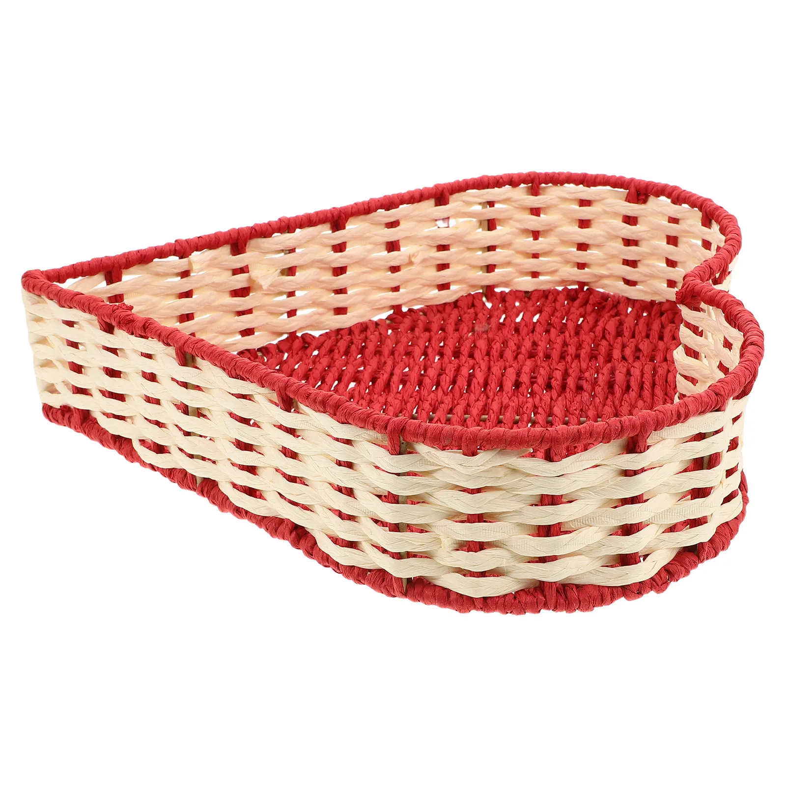 Woven Heart Shape Catchall Tray 11.8x11.8 Handmade Paper Rope Decorative Entryway Basket for Keys Wallet Phone Remote Kitchen
