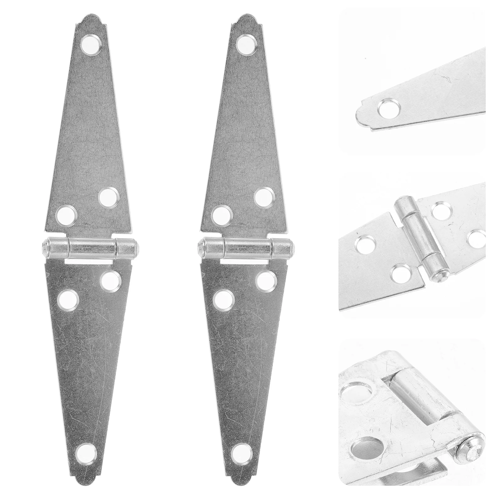 2 Pcs Decorative Strap Hinges Gates Door Barrier Fence Shed Wood Kit Silver Galvanized Iron for Wooden