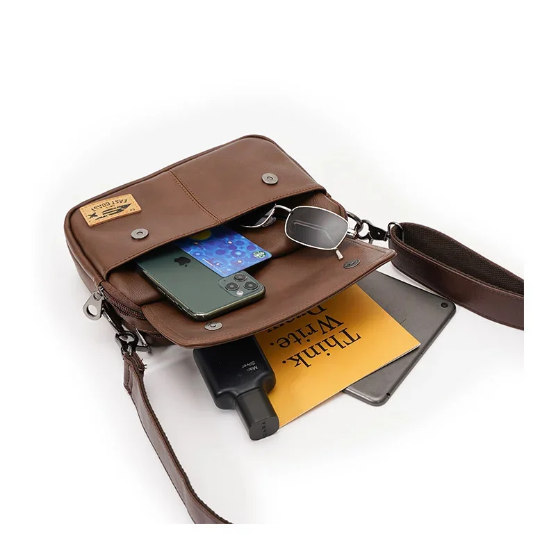 Vintage Soft Leather Men Shoulder Messenger Casual Small Man Crossbody Fashion Male Travel Square Sling Bag