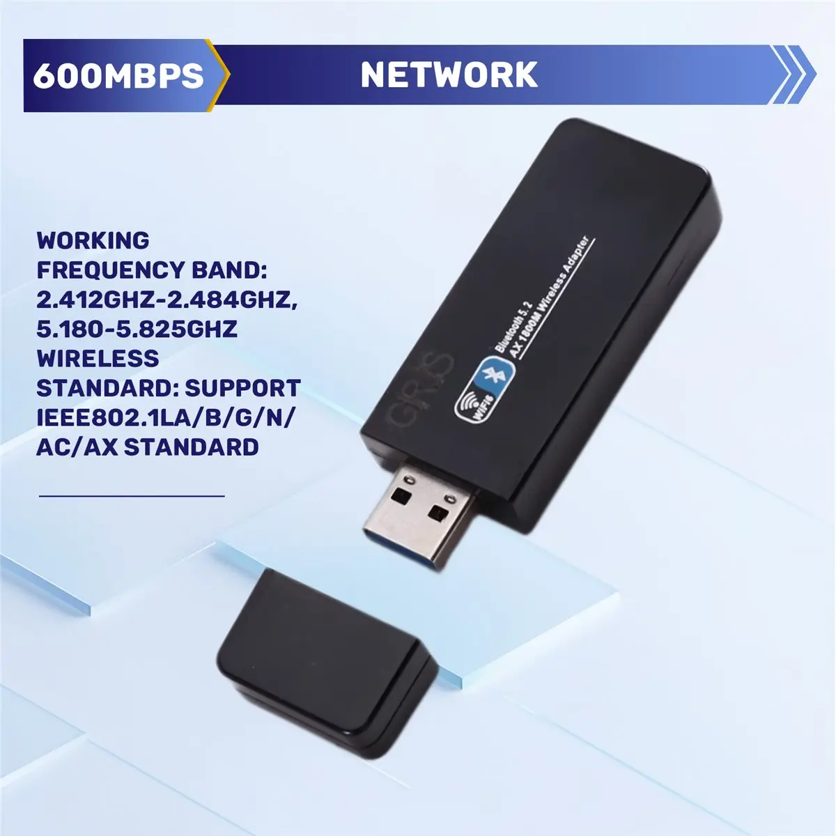 giftnew USB 3.0 Wireless Network Adapter, WiFi 6, Linux PC, 5G Dual-Band RTL8852BU Bluetooth Adapter, 5.2 AX