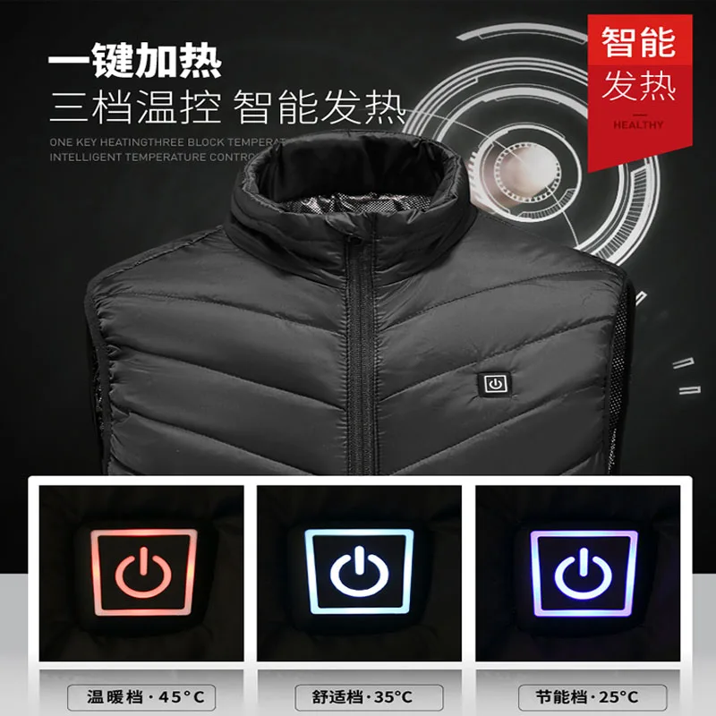 ไฟฟ้าเสื้อกั๊ก Dipanaskan พื้นที่ USB Pria Musim Dingin Rompi Termal Secara Elektrik Untuk Berburu เดินป่า Jaket