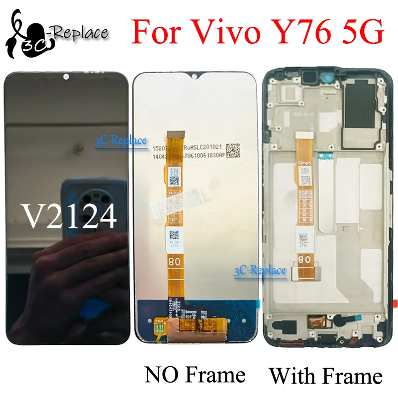 Black 6.58 Inch For Vivo Y76 5G V2124 LCD Display Touch Screen