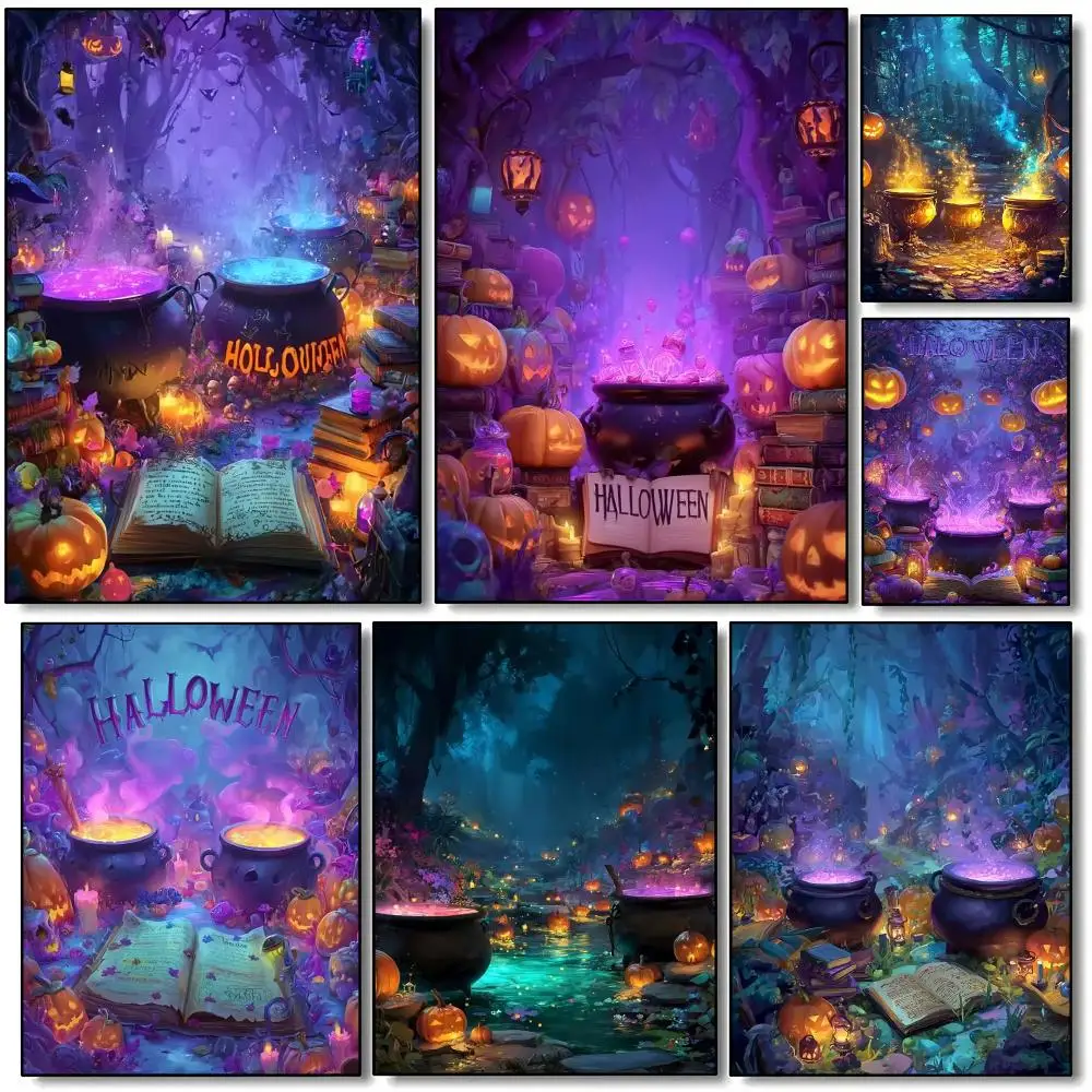 Halloween Arcane Incantations Poster HD Wall Art Aesthetic Home Decor for Living Room Bedroom Café Office Stylish Gift