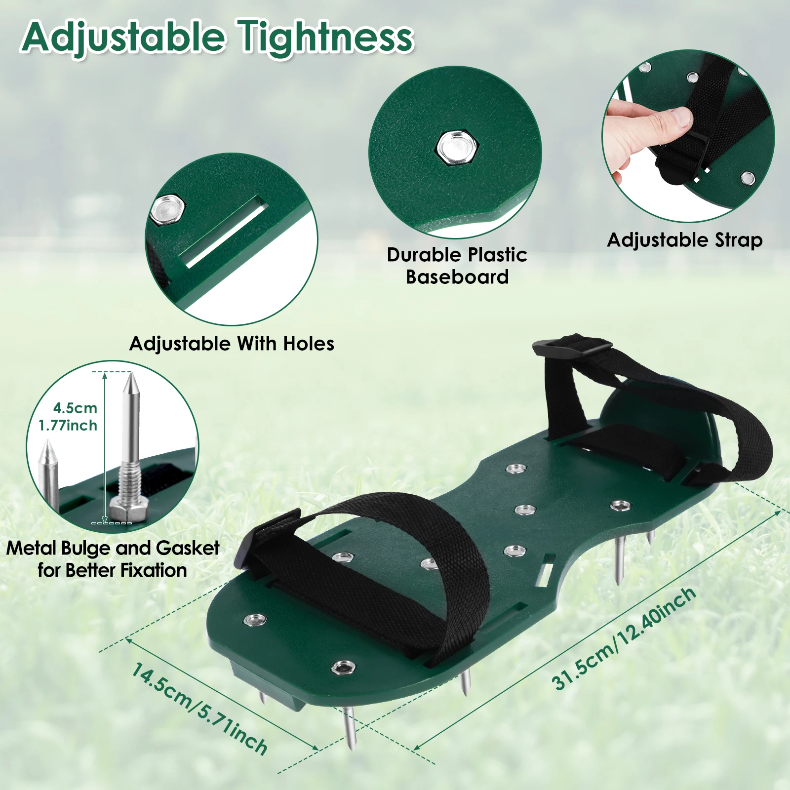 Lawn Aerator Shoes Effectively Aerating Lawn Soil Adjustable Spiked Aerating Sandals for Yard Garden Patio Grass