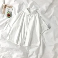 White Shirt Women Blusas Short Sleeve Lapel Blouse with Tie Japanese Fashion Student Summer Daily College Style Top 6