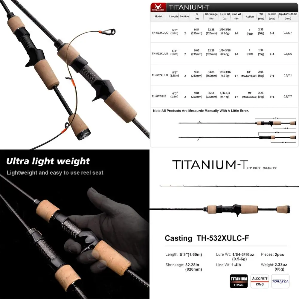 

Сверхлегкие спиннинговые и кастинговые удочки для форели и блинов, углеродное волокно, титановые насадки и направляющие, набор из 2 предметов