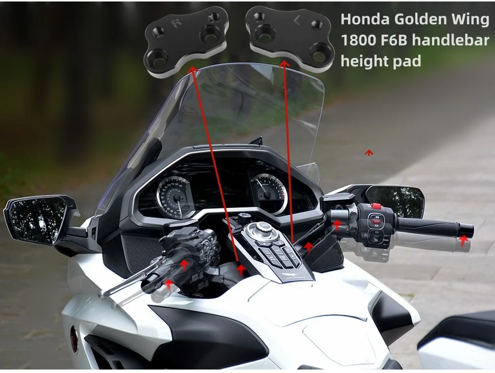 

For Honda Goldwing GL1800 F6B GL1800B Motorcycle Increased Risers Heighten Gasket Handlebar Gasket Tool 2018-2024 Aluminum Alloy