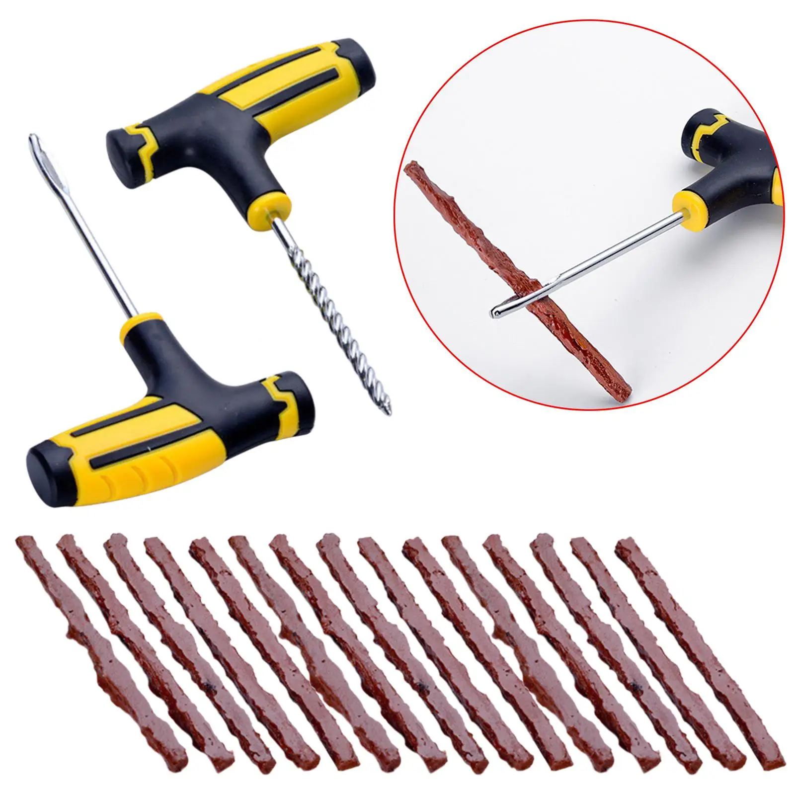 Tire Repair Kit with 15 Strip Repair Punctures and Plug Flats Universal for Roadside Trucks ,Tractor ,Motorcycle, SUV