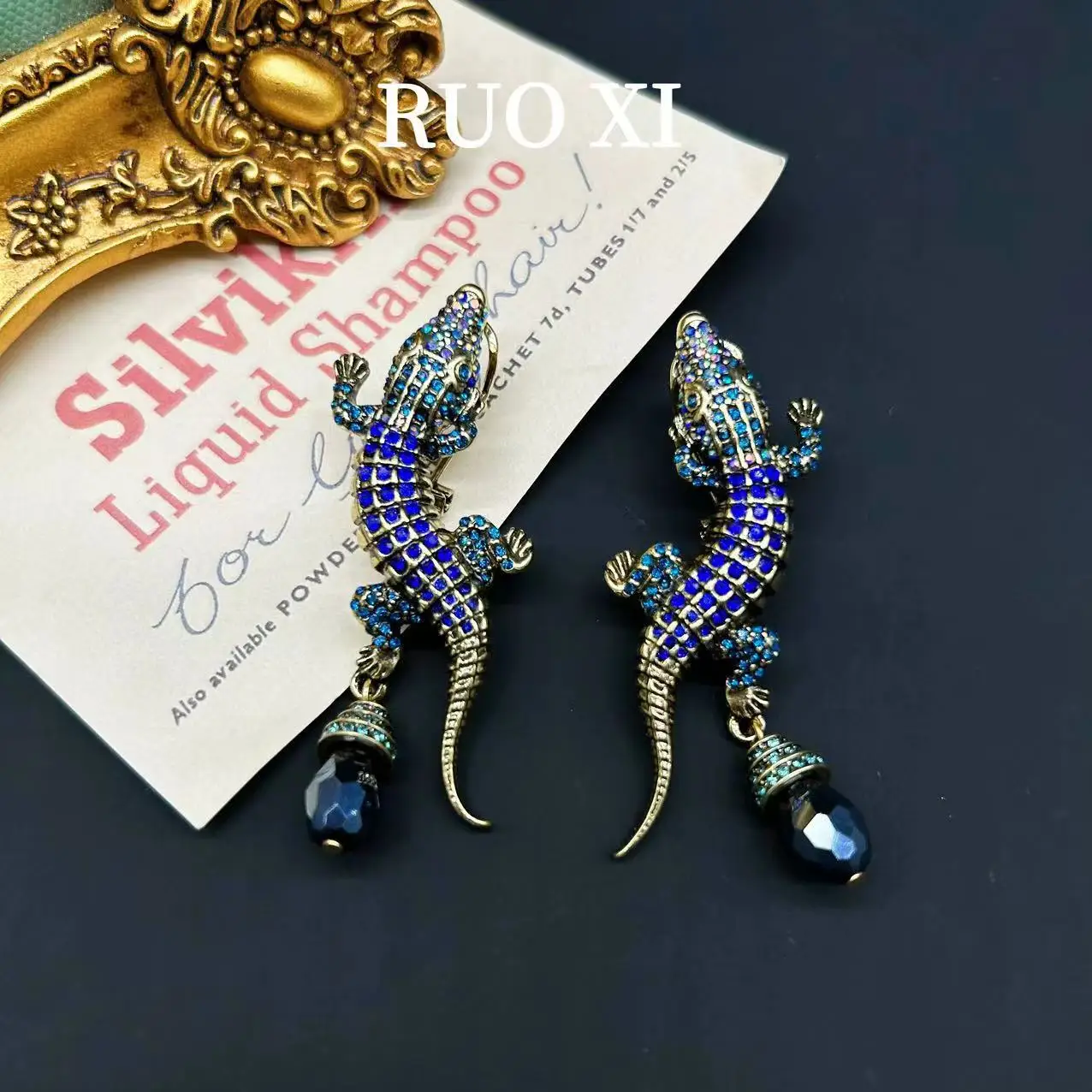 Antique Jewelry Crocodile Tassel Crystal Earrings For Women Girls