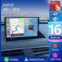 Android 16 Carplay Auto 2K Screen Car Radio Multimedia Player For Audi Q3 1 8U 2011 - 2018 DSP 2din Autoradio Stereo Head Unit