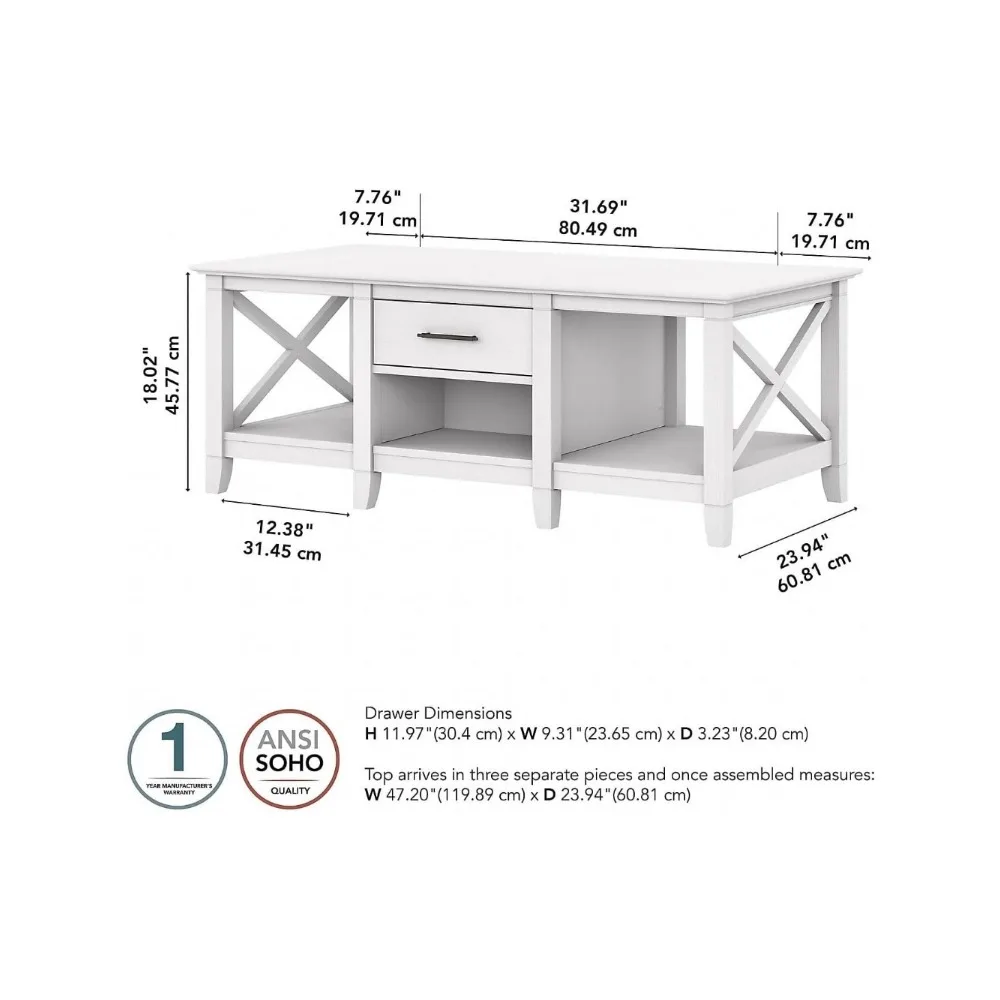 Key West 47-inch x 24-inch Coffee Table with Storage