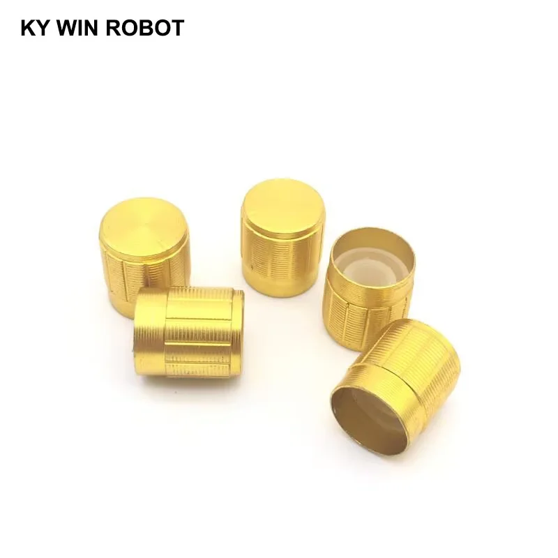 

5Pcs 15*17MM Gold Metal 6mm Knurled Shaft Potentiometer Control Knobs