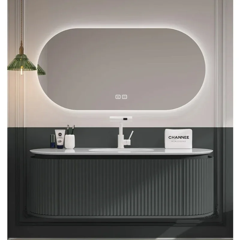 

Тумба для ванной B Villa с двойной раковиной, темно-зеленая, в ретро-стиле, комбинированная