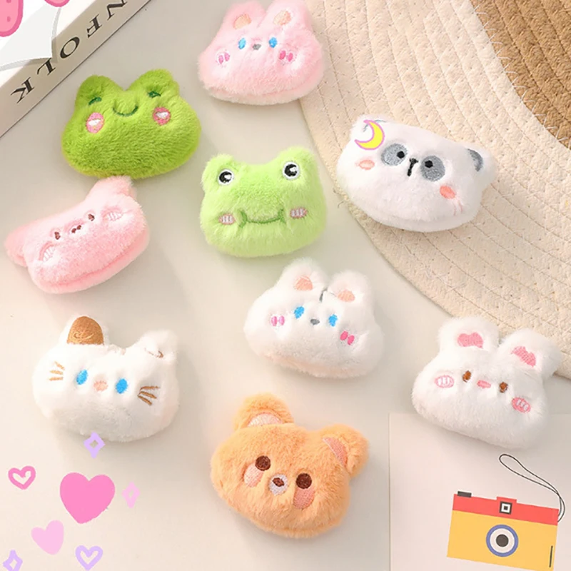 Cute Creative Cartoon Animal Frog Bear Rabbit Plush Doll DIY Personality Backpack Clothes Lapel Pin Decorative Accessories