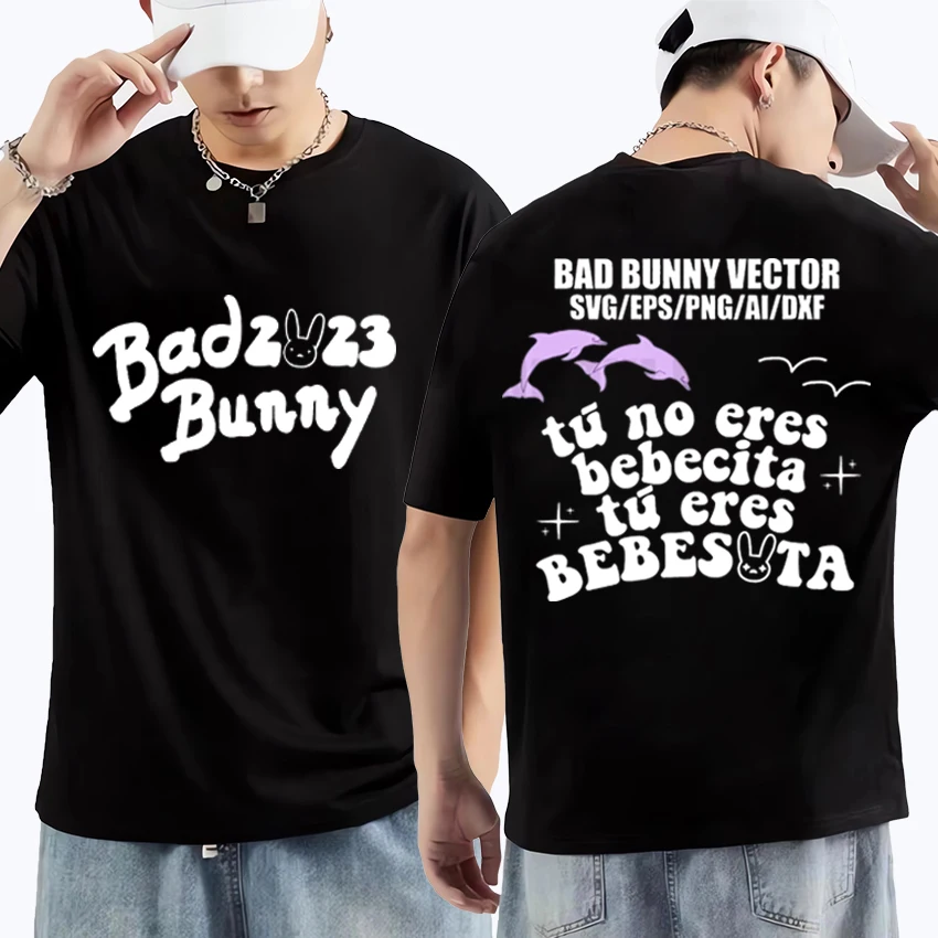 

Hot sale Rapper Bad Bunny Print T Shirts Summer Fashion Aesthetics Oversized T-shirts Unisex Hip Hop Trend Short Sleeve T-shirt