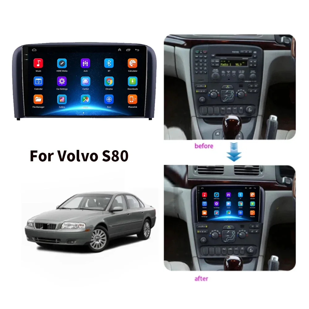 For Volvo S80 1 1998-2006 Car Radio Multimedia Video Player Navigation GPS Auto Carplay 2 Din Android 13 DVD 4G WIFI Head Unit