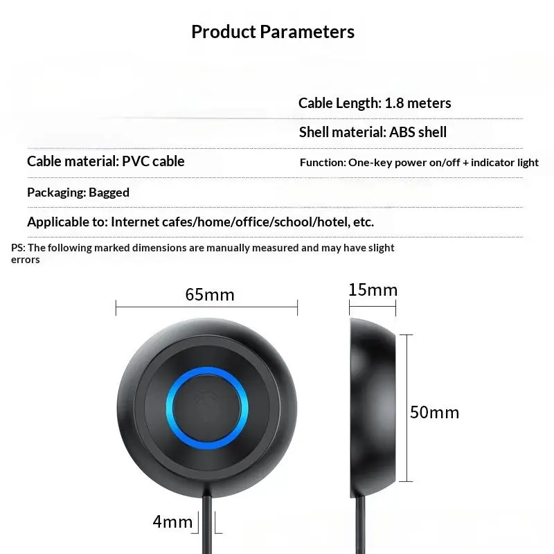 External Desktop Power Switch Button With LED For PC Convenient On Off Control Extension Cable 1.5m for Home Office Use