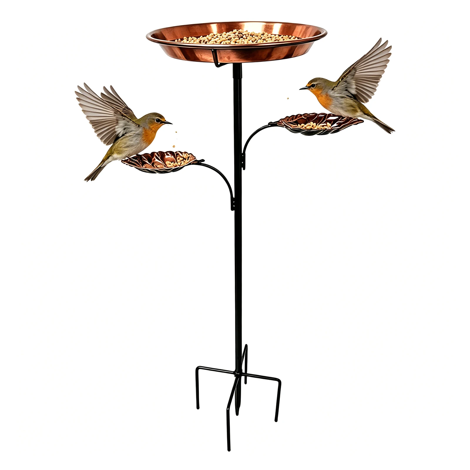 Outdoor Birdbath with Integrated Feeder Birdbath Bowl 5-Prong Base Vintage Freestanding Birdbath for Outdoor Garden Decor Yard