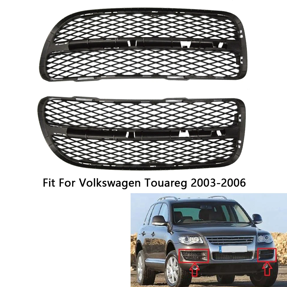 

Black Front Bumper Fog Light Grille Cover for Volkswagen Touareg 2003 2004 2005 2006 7L6853665A 7L6853666A