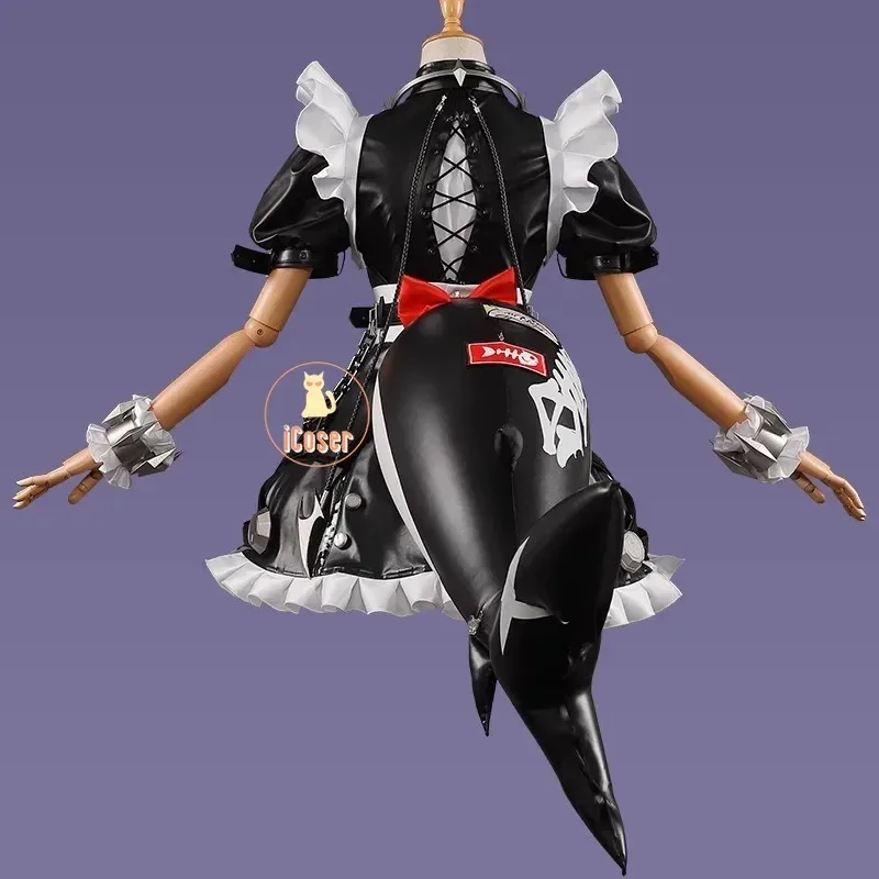 25COSZenless Zone Zero Ellen Joe Cosplay disfraz peluca vestido de sirvienta pendientes cola inflable Victoria limpieza fiesta de Halloween W