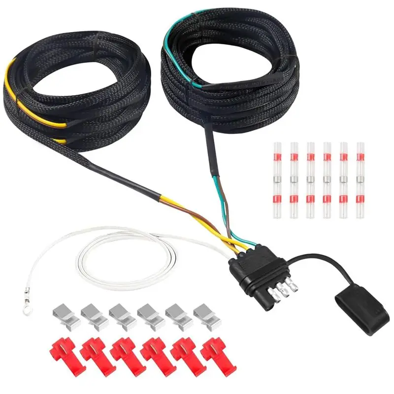 

Classy-30FT 5 Wire 4 Pin Trailer Wiring Harness-Wishbond Trailer Light Kit With Connector Plug For Tail, Brake And Turn Signals