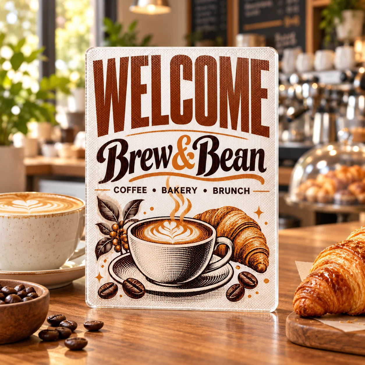 Custom Fluted Acrylic Welcome Sign Personalized UV Printed Business Store Display Board for Cafe Restaurant Wedding Party Decor
