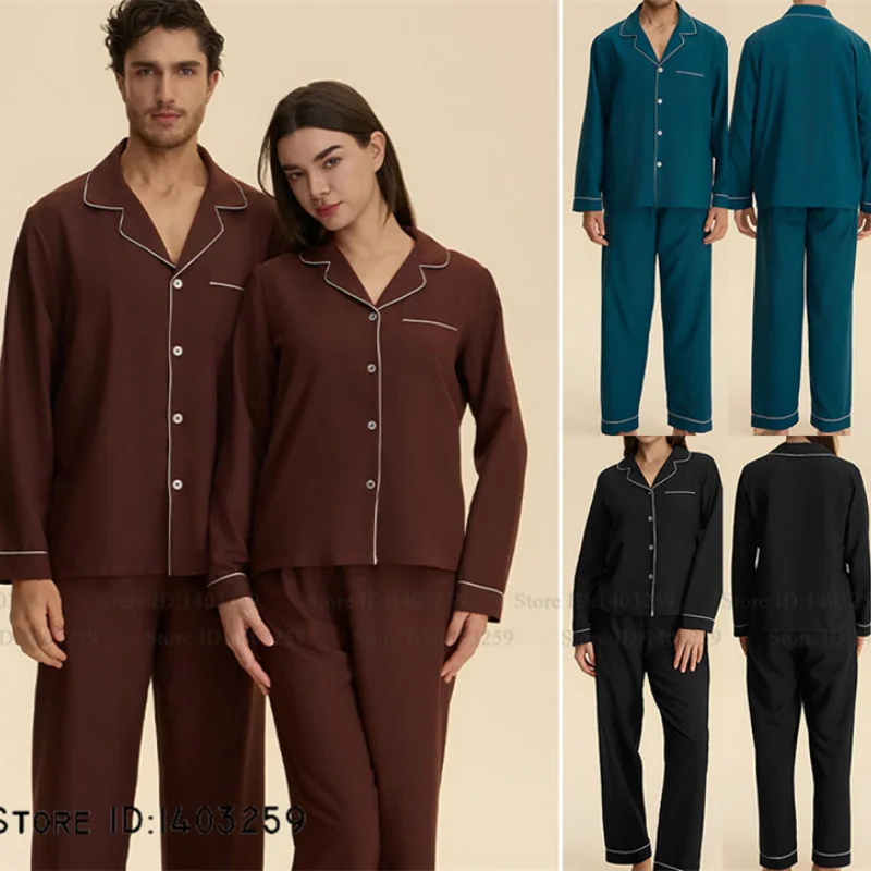 ربيع الخريف جديد زوجين ملابس خاصة منامة مجموعة حريري الساتان كم طويل بنطلون بيجامات دعوى موضة ملابس منزلية غير رسمية المتسكعون #1