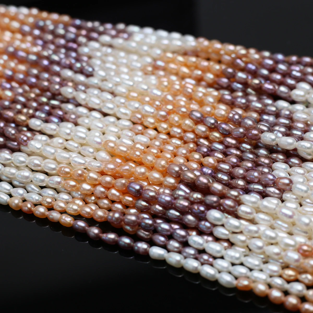 

3-4mm AA Natural Freshwater Pearl Colorful Rice Beads Charms for DIY Women Men Necklace Bracelet Jewelry Making Accessories 36cm