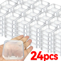 1-24 Pieces Small Clear Plastic Beads Storage Containers Box with Hinged Lid Storage Case of Small Items Crafts Jewelry Hardware