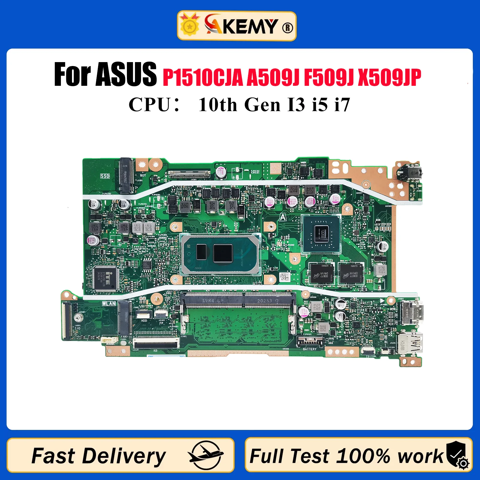 

X509JP Материнская плата для ноутбука ASUS X409J Y4200J P1510CJA R409J A409J F409J A509J F509J X509JP X509JB Материнская плата 10-го поколения I3 i5 i7