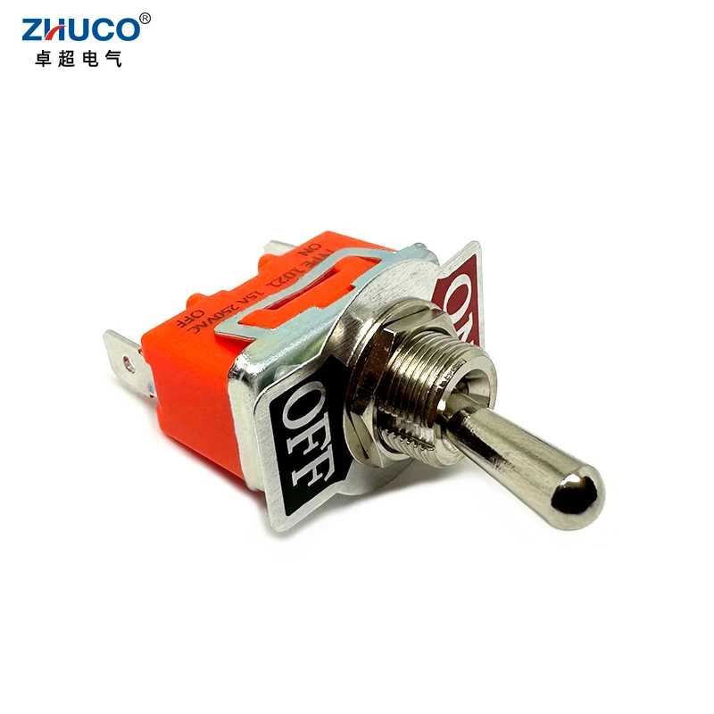 1PC 1021C 12mm Mounting Hole ON OFF 15A 250VAC SPST 2 Terminal Solder Pins Self-locking Power Rocker Latching Toggle Switch