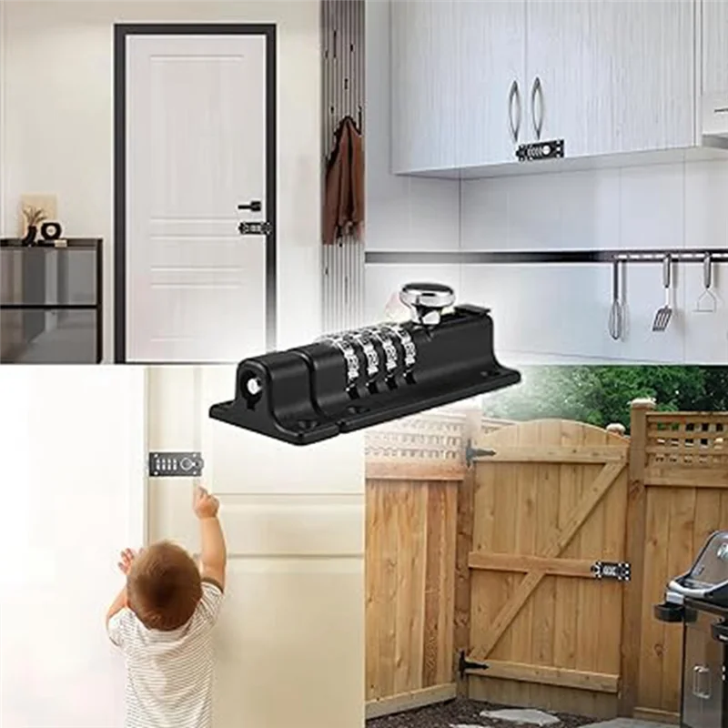 

YWDZ-Password Latch Lock Sliding Combination Lock Password Door Latch Security Lock Anti-Theft Password Lock Catch Durable (Blac