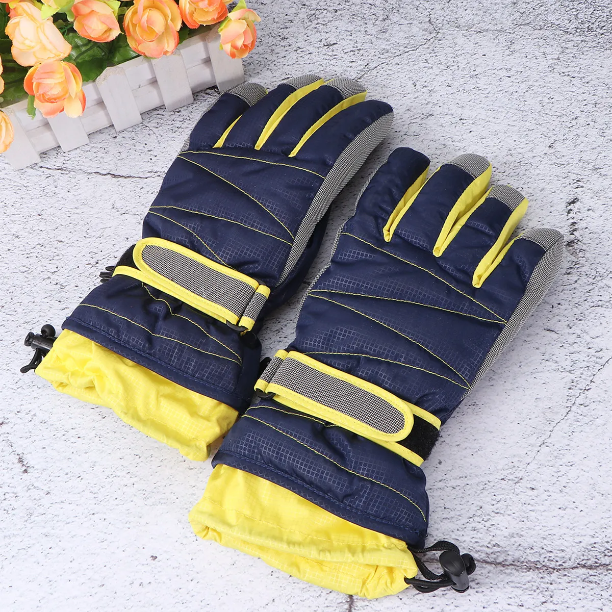 

Cold Weather Gloves Blue L Waterproof Windproof Snow Skiing Gloves Super Warm Extended Cuff Lock Clip for Snowboarding Riding