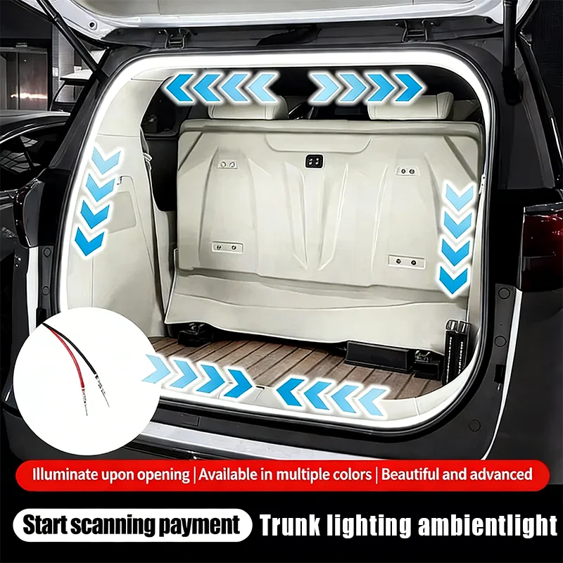 12V Car Rear Trunk Brighten LED Strip Modified Lighting for Waterproof Flexible Light Universal connector Plug & Play 4m
