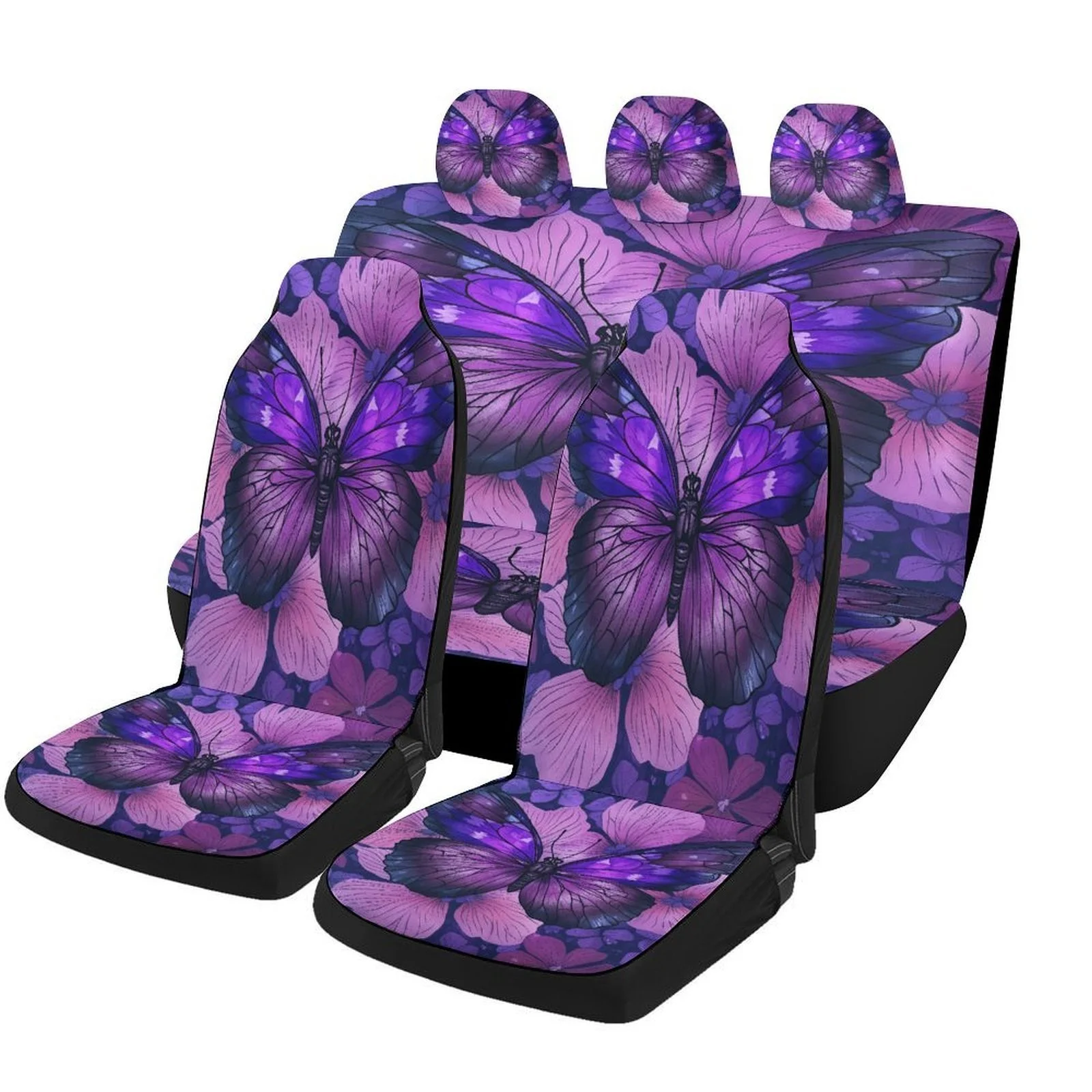 

Набор чехлов для автомобильных сидений с дизайном Butterfly Bloom, подходящий для большинства автомобилей, модные дышащие декоративные защитные чехлы для автомобильных сидений, полный комплект, Ca