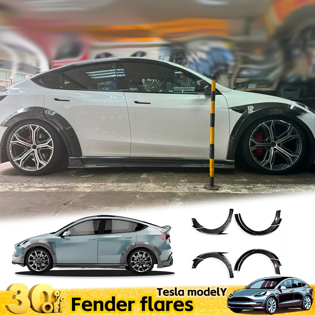 Model Y Carbon Fiber Wheel Arches Set 10-Piece Glossy Carbon Fiber Body Kit, Sporty Styling for Enhanced Performance accessories