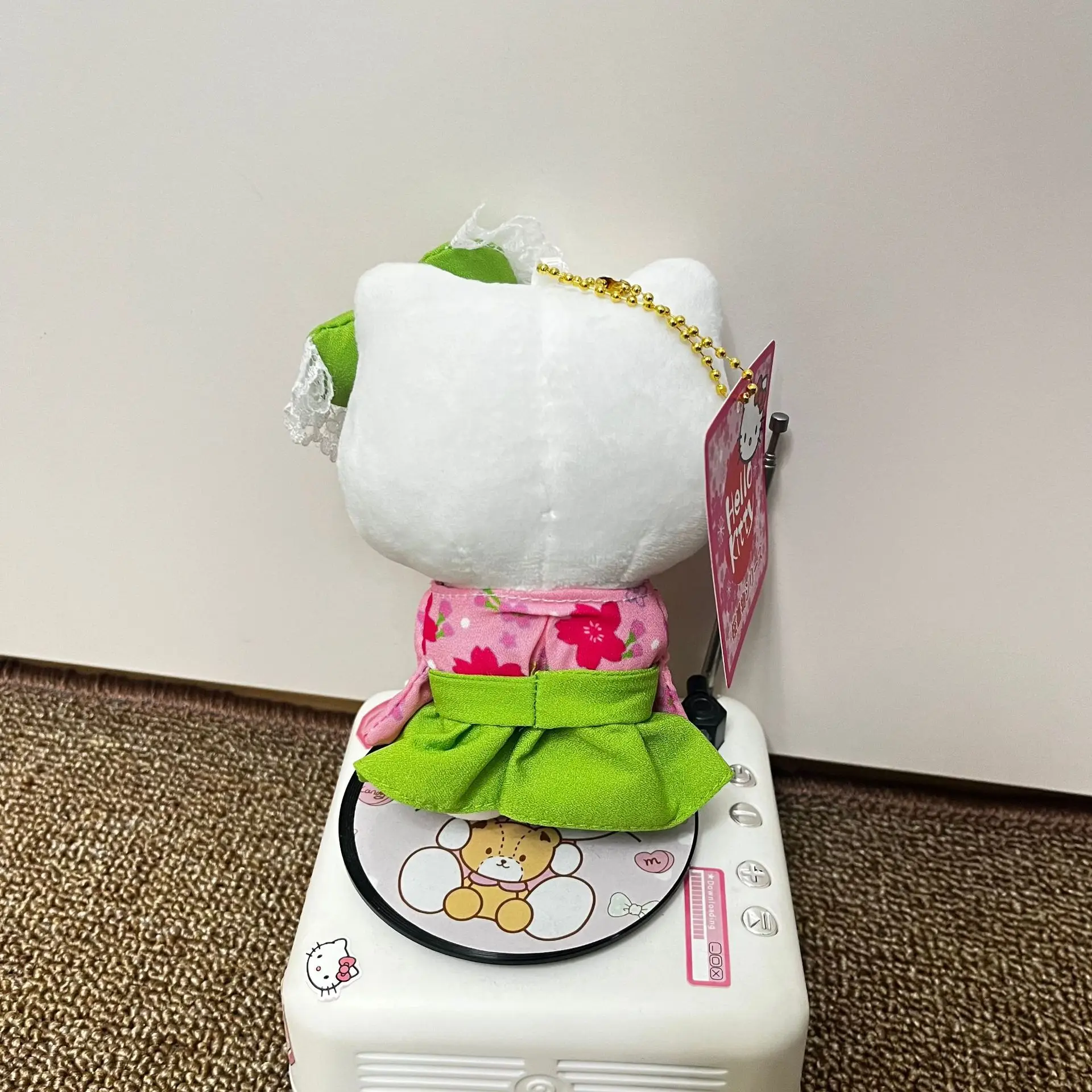Kawaii Hello Kitty 12Cm Sakura Matcha Kimono KT Pluszowy plecak Wisiorek Anime Sanrio Dziewczyna Serce Śliczny pluszowy brelok Prezent dla dziewczynek
