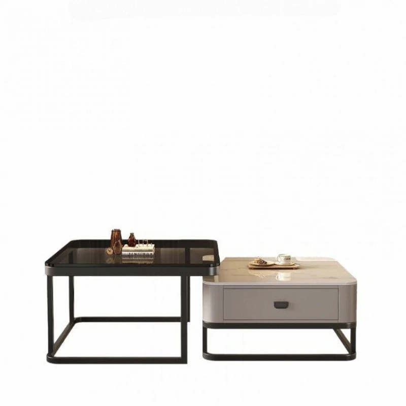 

Slate living room household small apartment light luxury high-end marble coffee table combination