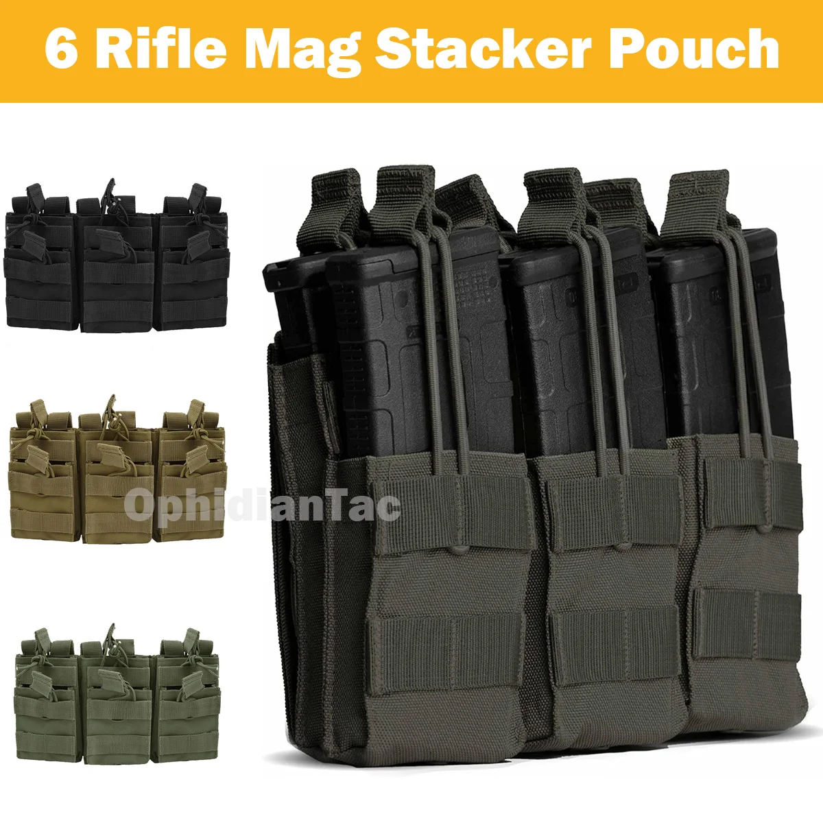 Molle Pouch Triple Magazine Pouch Double-Layer Mag Pouches Universal Cartridge Holder for M4 M14 M16 AK AR