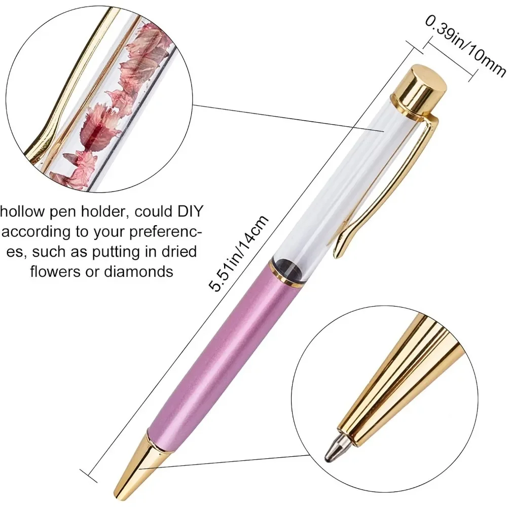 10Pcs Empty Tube Pens Floating DIY Marble Liquid Sand Pens Creative Empty Ballpoint Pen for DIY Glitter Epoxy Resin Crystal