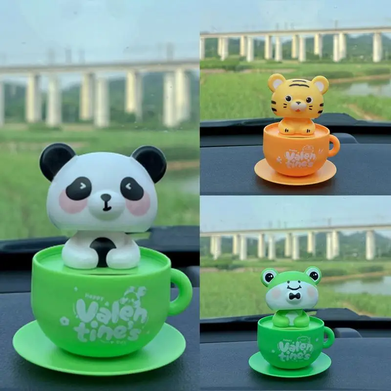 Car Bobble Head Dashboard Car Dash Decorations Solar-Powered Shaking Head Doll Animal Ornament For Women Men Inside Home Desktop