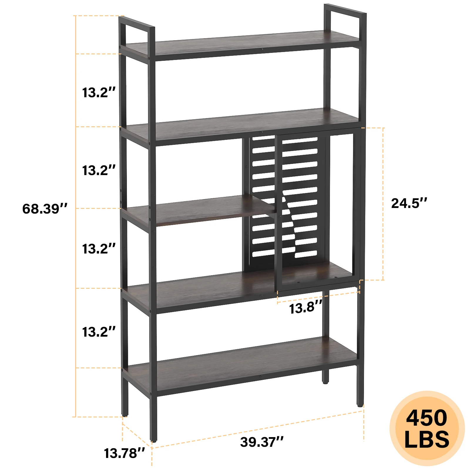 Rak Roti Besar dengan Lemari Atas, Lebar 40 inci, Rak Roti 5 Tingkat untuk Dapur dengan Penyimpanan, Rak Microwave Industrial, Rak Kopi