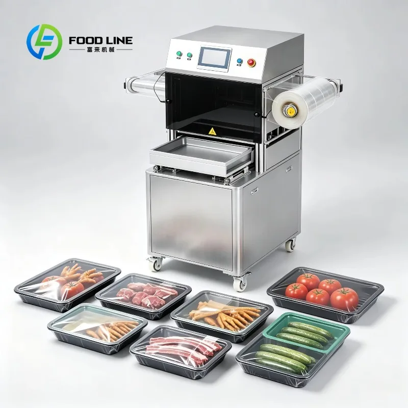 Modified Atmosphere Tray Sealer with Gas Flushing Function Custom MAP Sealing Equipment for Meat, Pork and Seafood Foil Packing