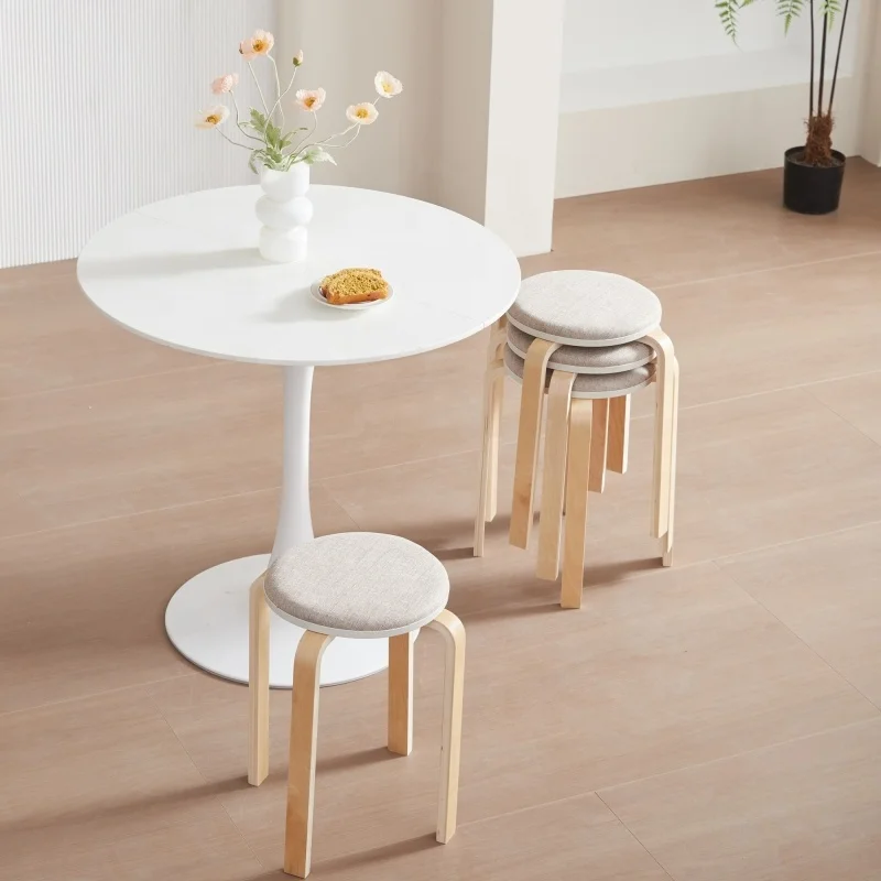 #Modern Home Furniture Round Stool, Stackable Backless Bentwood Dining Chair. Seat Color Can Be Customized.
