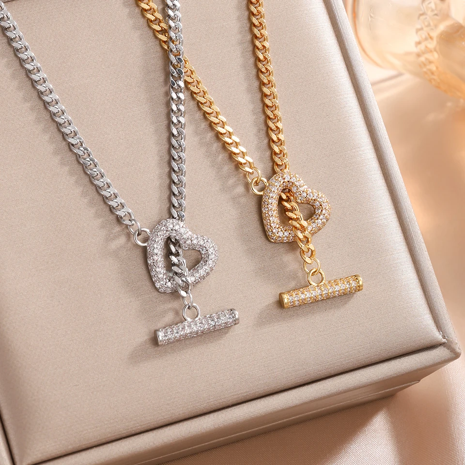 قلادة رومانسية حلوة من الزركون مناسبة للنساء للذهاب إلى الحفلات ومجوهرات عصرية للولائم