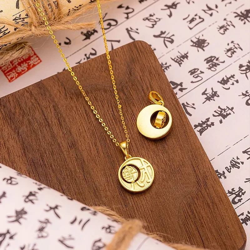 

9999 Real Gold 24K Fortune generates wealth. Fortune comes to run. Pendant can be rotated. Fortune character pendant necklace.