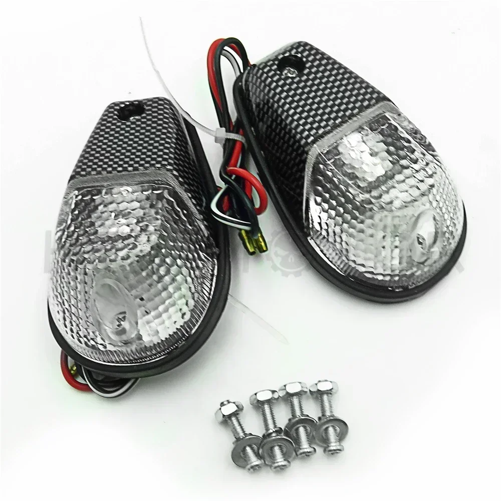 

CARBON+CLEAR Motorcycle Flush Mount Turn Signals Blinker Light For Yamaha Universal Sportbikes