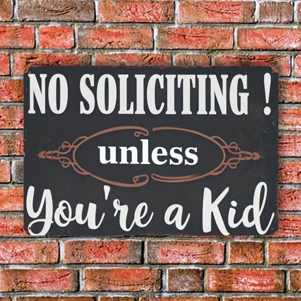Sofunny Vintage Metal Tin Sign 12x8 Inch, No Soliciting Sign Funny Warning Wall Decor for Home Office Garage Bar